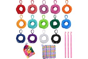Anglecai 336 Pieces Loom Potholder Loops, 14 Colors Weaving Loom Kit for Potholders Weaving Loom Loops Weaving Craft Loops with 3 Pcs Crochet Hooks Compatible with 7 Inch Weaving Loom