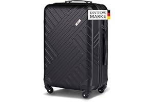 Xonic Design Reisekoffer - Hartschalen-Koffer mit 360° Leichtlauf-Rollen - hochwertiger Trolley mit Zahlenschloss in M-L-XL oder Set(Schwarz, L)