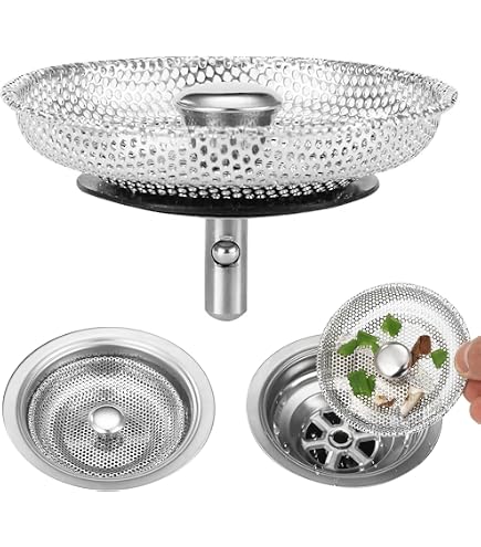Semour Filtro Per Scarico Lavello 3 In 1 In Acciaio Inox 304 – Tappo Pop-Up Con Cestello, Adatto A Scarichi Standard USA 3-1/2 Pollici