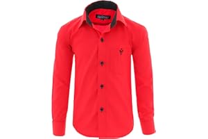 GILLSONZ A7vDa Kinder Party Hemd Freizeit Hemd bügelleicht Lange Arm mit 10 Farben Gr.86Bis158