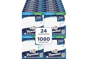 Foxy Trapuntati| Tovaglioli Doppiovelo | 24 confezioni da 45 pezzi 40x38,5cm | Bianchi e decorati | FSC | 100% Energia elettrica rinnovabile | Confezione 100% riciclabile