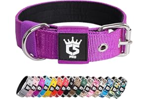 TSPRO Taktisches Hundehalsband Starkes Hundehalsband 3.3 cm Breit Dickes Hundehalsband mit Robuste Metallschnalle Halsband Hund für 32-40 cm Hals Hunde (Lila S)