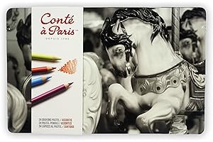 CONTÉ À PARIS Conté a Paris 2182 Pastellstifte (hochwertigen Künstler, Zeichenstifte mit weiche, cremige Textur, leuchtende Farben) 24er Sortiment