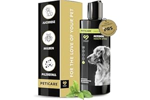 Peticare Anti-Parasiten Hunde-Shampoo | gegen Milben Flöhe Pilze | lindert effektiv Juckreiz & unterstützt Regenerationsprozess | einzigartiges PRS® System für Lange Wirkung – petDog Health 2104