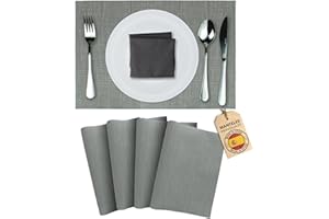 Mondiroso. Pack de 4 Manteles Individuales Mesa Lavables. Salvamanteles Individuales Antideslizantes Mantel Individual para Mesa de Comedor y Cocina. (4, Gris)