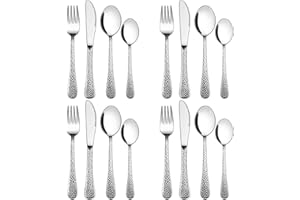 Joyfair Kinderbesteck, 16-teilig Edelstahl Kinder Besteck Set mit Hammergriff, Kleinkinder Kleines Löffel Messer Gabel für Jungen/Mädchen, ab 3 Jahre, Ungiftig & Gesund, Spülmaschinenfest