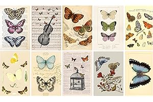 QACUU 10pcs Vintage Botanical Postcards Set, Butterfly Postcards for Scrapbooking, Wall Display, Home or Classroom Decor,Art Decorate Cards