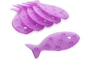 TATAY 5515005 - Pack de 6 Pegatinas Antideslizantes para Ducha o bañera, diseño de Peces, Color Berenjena