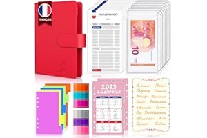 Classeur Budget Francais A6 Enveloppe Budget, Conception Entièrement Française, Carnet , Planner , Organisateur , Pochette , Agenda Budget (Rouge)