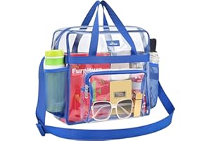 BAGENIUS Clear Tote Bag Stadium Approved Lightweight Waterproof Clear Bag for Work Sports Gym Games