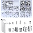240 Pcs Grub Screws Set, Cup Point Hex Head Screw Set, M3/M4/M5/M6/M8 Metric Hex Head Allen 304 Stainless Steel Screw Kit with Allen Key Wrench(M1.5/M2/M2.5/M3/M4) for Door Handles, Faucet