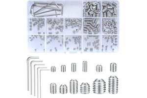XIAOMOYU 240 Pcs Grub Screws Set, Cup Point Hex Head Screw Set, M3/M4/M5/M6/M8 Metric Hex Head Allen 304 Stainless Steel Screw Kit with Allen Key Wrench(M1.5/M2/M2.5/M3/M4) for Door Handles, Faucet