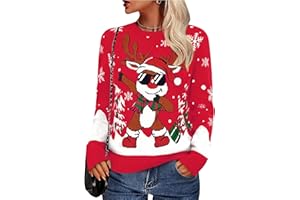 Uniexcosm Pull De Noel Femme Pullover Noel Femme Chaud Col Rond Pull Hiver Pull Noel Pull De Noël pour Famille Élégant
