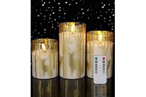 jutyum Set 3 Candele Led, Candele Natalizie Decorative, Candele Finte con Telecomando e Temporizzazione, Decoration de Noel, Addobbi Natalizi per la Casa, candele a led per Vacanze, Feste, Natale