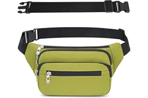 IHIGOGOFA Sac Banane Taille Homme Femme Ville Sacs Banane Unisexe avec Ceinture allongée de 60 cm et Poches à 4 Fermetures à glissière Ceinture réglable pour la randonnée d'entraînement en Plein air