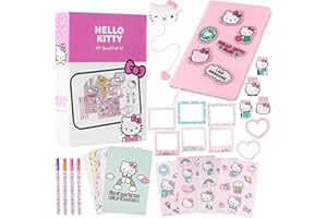 Get Trend Hello Kitty Sanrio Scrapbook Kit for Girls DIY Journal Craft Set Kawaii Notebook Stickers Pens Bookmarks Patches Art Supplies Girls Gifts (Multi Hello Kitty)