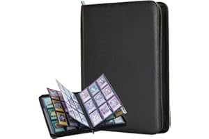 ‎LICTIN Lictin Trading Card Album 504 Pockets Trading Cards Sleeves Card Films Trading Cards Folder with Zip and Black Leather Cover