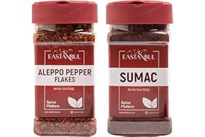 EASTANBUL Aleppo Pepper and Sumac, Aleppo Pepper Flakes 150g, Sumac 180g, Spice Set of Pul Biber and Sumak Seasoning, Moderate Heat Crushed Turkish Red Chili, Spice Buddies