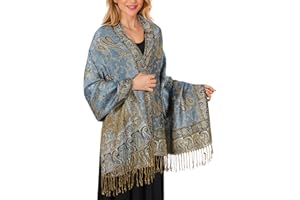 Lamca Women Pashmina Shawls and Wraps Scarf Soft Silky Reversible Paisley Scarves Shawl for Women UK