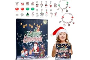 TonJin Christmas Advent Calendar Bracelets 2025 for Kids Xmas 24 Days Countdown Calendar with 2 DIY Bracelets 22 Charm Beads Pendants for Girls Kids Teens Adult Women