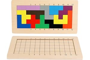 TOYS OF WOOD OXFORD TOWO Drewniane Pentominoes Puzzle - Rodzinne gry planszowe dla dzieci i dorosłych - Tangram Geometria Matematyka Wzór Bloki Zabawki dla 6 lat Montessori Nauka Zabawki - Inteligentne IQ Matematyka Brainteaser Puzzle