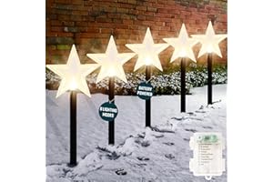 GloBrite 5 Pack Star Garden Christmas Lights – LED Outdoor Christmas Decorations, Battery Powered 39cm Stakes - IP44 Waterproof Decorations & Ornaments for Garden & Pathways