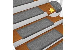 RELOVE 15x Alfombrilla Autoadhesiva de Escalera Alfombra Peldaños Adhesivos Antideslizante Protector Decoración Amortiguación Gris