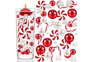 SHOWHEEL Lot de 6054 perles flottantes pour vase de Noël - Perles d'eau transparentes - Sucre d'orge et bonbons en plastique - Pour remplissage de vase, décoration de Noël