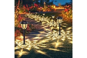 Flacchi Solar Lights with Glass Dome for Outdoor Use - Landscape Lights Solar LED Garden Lights Outdoor for Walkway, Lawn, Garden, Courtyard Decoration with Warm White + Cool White (6)