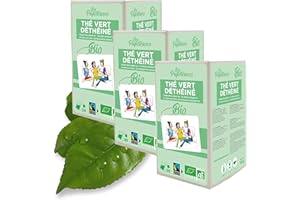 LES PAPOTEUSES | Tè verde biologico decaffeinato dalla Cina | 60 borse | Certificato biologico e del commercio equo e solidale | Confezione da 3 scatole da 20 bustine di foglie di tè verde