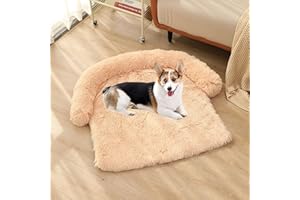 MCPTSN Panier Doux pour Chien Dehoussable et Lavable, Couverture de Protection pour Canapé, Tapis en Peluche ​pour Animaux, Idéal pour Lit, Niche, Voiture (M, Beige)