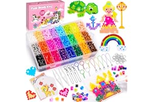 Geebiiny Craft Kits for Kids, Girls Birthday Presents Fuse Beads Kits with 7000+ Beads in Over 24 Colours Girls Toys Age 5-9 Year Old Girl Gifts Arts and Crafts for Kids