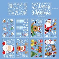 Weihnachts-Fensteraufkleber Set – 8 Blatt Mit Schneeflocken, Weihnachtsmann & Rentier – Statisch Haftend, Wiederverwendbar