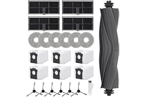 BUCOMTU Kit 24 pcs pour Dreame L10s Ultra Gen 2/Mova E30 Ultra/L10s Pro Ultra Heat/X30 Ultra: 1 brosse principale, 6 sacs à poussière, 6 chiffons, 6 brosses latérales, 4 filtres, 1 brosse nettoyante