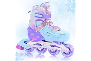 2PM SPORTS Pattini in linea per bambini - Rosa Blue 4 misure regolabili in taglie, per ragazze principianti interno ed esterno