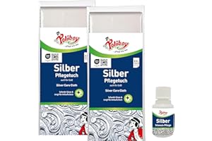 ‎POLIBOY ... PFLEGT WIE NEU POLIBOY Silber Pflegetuch – Silberputztuch gegen Anlaufstellen, schenkt neuen Glanz – Silberpoliertuch für Besteck und Schmuck – 2x 1 Tuch - inkl. Produktprobe - Made in Germany