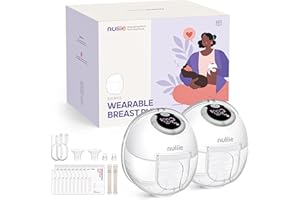 Nuliie Tiralatte elettrico a mani libere S32, tiralatte portatile indossabile, 4 modalità, 9 livelli, flangia comoda da 24 mm, accessori più privati e sostituiti inclusi (2 confezioni, bianco)