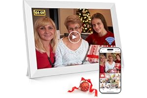 JAZAAD Digital Photo Frame 10.1 Inch Wifi Built-in 64GB, 1280x800 HD IPS Touch Screen- Smart Electronic Digital Picture Frame, Memory Auto-Rotate, Wall Mountable, Micro SD, Share Photos/Videos (White)