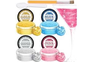 ERCORART Edible Glitter for Drinks - 4 Colours Lustre Dust Edible, Shimmer Dust Food Colouring Powder, Food Grade Edible Glitter for Cake Decorations, Buttercream, Drink, Cocktails, Fondant - 5 G