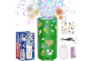P PANACARE PANACARE Bubble Machine for Kids Fireworks Bubble Blower 10000+ Bubble per Min/Lights/DIY Stickers/rechargeable battery/80ml solution Automatic Bubble Toy for Kids Summer Outdoor Party Wedding