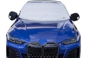 Hillington Premium Reversible Car Windscreen Cover for Winter – Windshield Cover for Ice, Snow & Frost with Aluminium Sun Protector, Anti-Frost Shield - Winter Car Cover with Wing Mirror Hooks