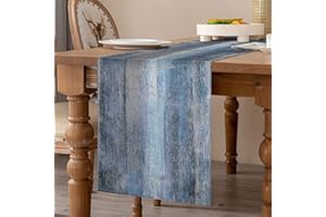 VELVHOM Caminos de Mesa Azul Moderno Lino 40 x 140 Pintura Arte Camino Mesa Otoño Invierno Abstracto Decoración para Boda Mesa de Comedor Café Navidad Mesa Cubierta