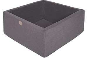 MEOWBABY Bällebad Baby - Quadrat 90x90x40cm Baby Pool für Kinder ohne Bälle, Baumwolle, Dunkelgrau