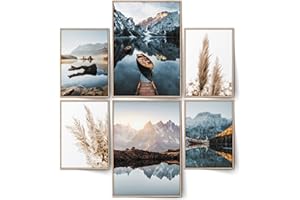 BLCKART Dreamy Mountains Lot de posters décoratifs pour salon - Taille L - 2 x A3 - 4 x A4 - Sans cadre