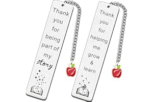 WTOPP 2PCS Teacher Gifts Thank You Gifts for Teacher Bookmark Teaching Assistant, Nursery Teacher Bookmark Appreciation Teacher Gift Bookmark Thank You for Helping Me Grow & Learn.