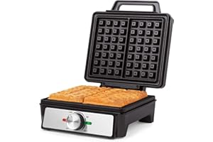 Salter EK5848 Waffle Maker Machine – Non-Stick Dual Waffle Iron Plates, Deep Fill Belgian & American Waffle Machine, Adjustable Temperature Control, Cool Touch Handle, Savoury Snacks & Desserts, 1600W