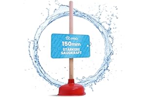 DL-pro Pümpel Abflussreiniger Saugglocke 150mm Ø Holz für Toilette Bad Küche Dusche Umweltfreundlich Ergonomischer Griff Braun/Rot
