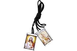 Rosary Heaven Nylon black cord Sacred Heart and Mount Carmel scapular brown Catholic gift