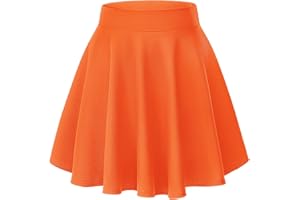 EXCHIC Femmes Basic Casual Taille élastique Trompette Mini Jupe élégante A-Ligne Patineur Jupe