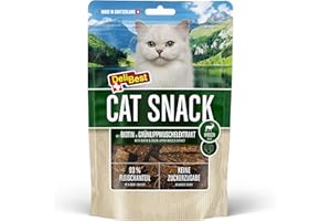 DeliBest Cat Snack aus 100% Schweizer Hirschfleisch I Katzen Leckerlies getreidefrei I halbfeuchte Leckerlies leicht verdaulich I Katzen Snack für Fellglanz I Allergiker geeignet I 45g
